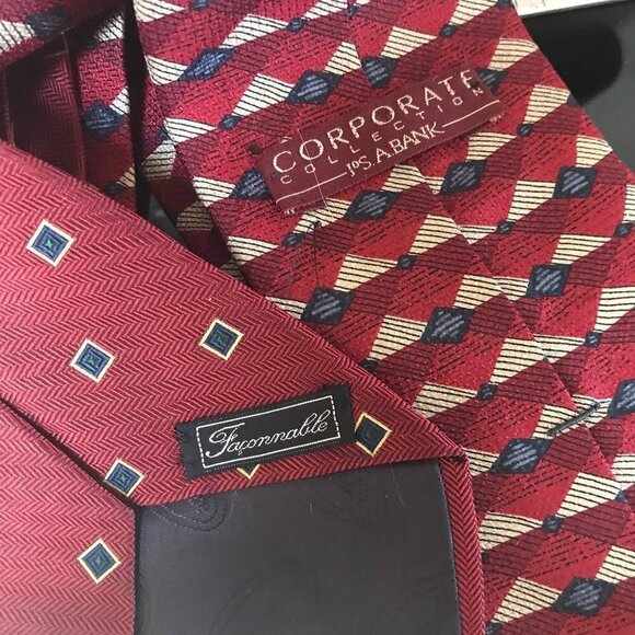 Faconnable Jos A Bank Red Ties Christmas Couture Bundle Lot Reds Blue Office - Picture 6 of 7